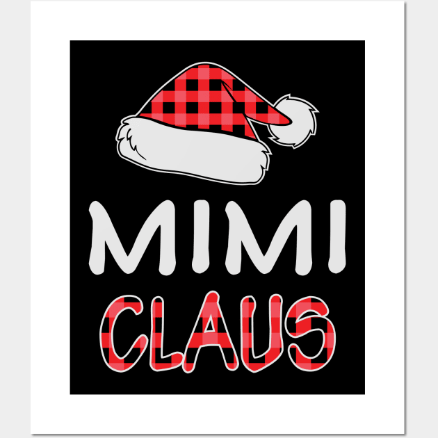 Red Plaid Mimi Claus Santa Hat Family Matching Christmas Gifts Wall Art by BadDesignCo